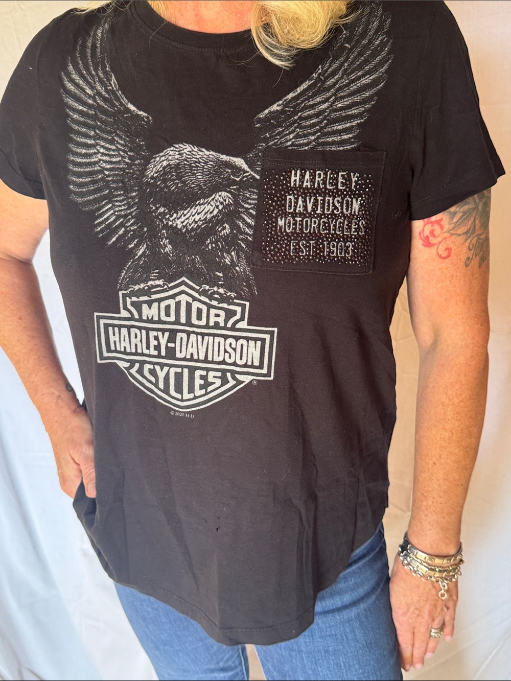 Harley-Davidson Black Eagle Logo Short Sleeve Tee